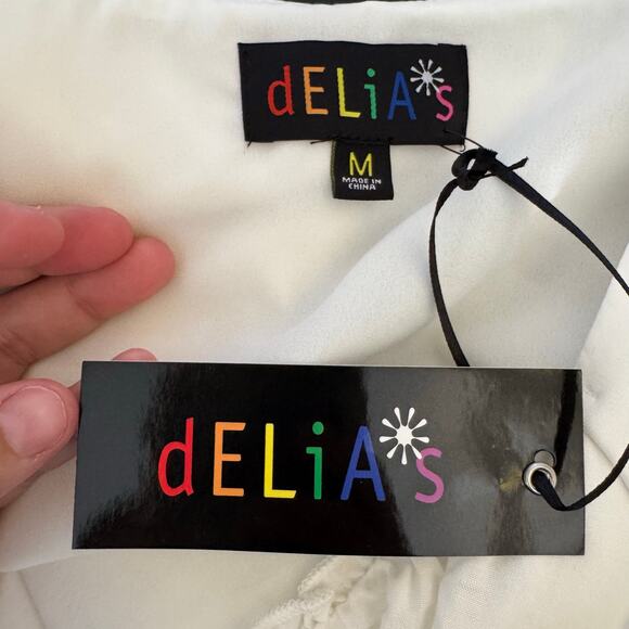 Y2K Delias Dolls Kill Babydoll Mini Dress Womens M White Croquette Milkmaid NWT - Picture 8 of 9